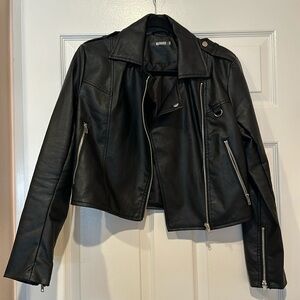 NWOT black cropped moto jacket by Missguided / Size 2
